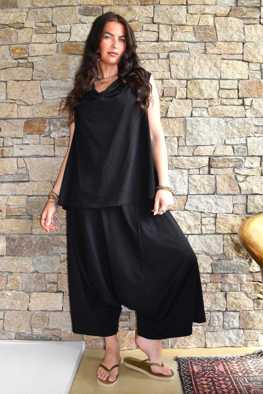 Oscar Asymmetric Hareem Skirt Pant Black